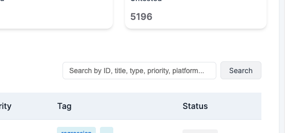 search on test run detail page